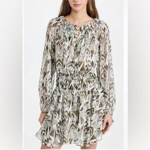 NWT Anthropologie Misa LA Patterned Mini Dress - Olive and Cream, XS